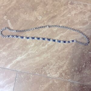 Blue and white sapphire necklace